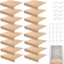 CroBlissful 16 Pcs Wire Shelf Covers 14x12 Inch Faux Wood PVC Shelf Liners Thick Rigid Wire Rack Covers with 7 Holders Adjustable for Closet Pantry Bathroom Mat Removable Interlocking Waterproof