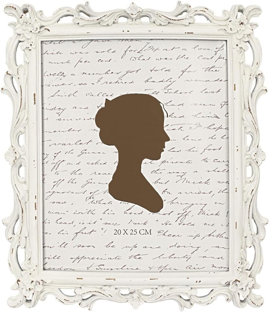 AELS 8x10 Inch Vintage Picture Frame, Elegant Antique Photo Frames with Glass Front, Photo Display, Tabletop Wall Hanging, Gift Ideas, Off White