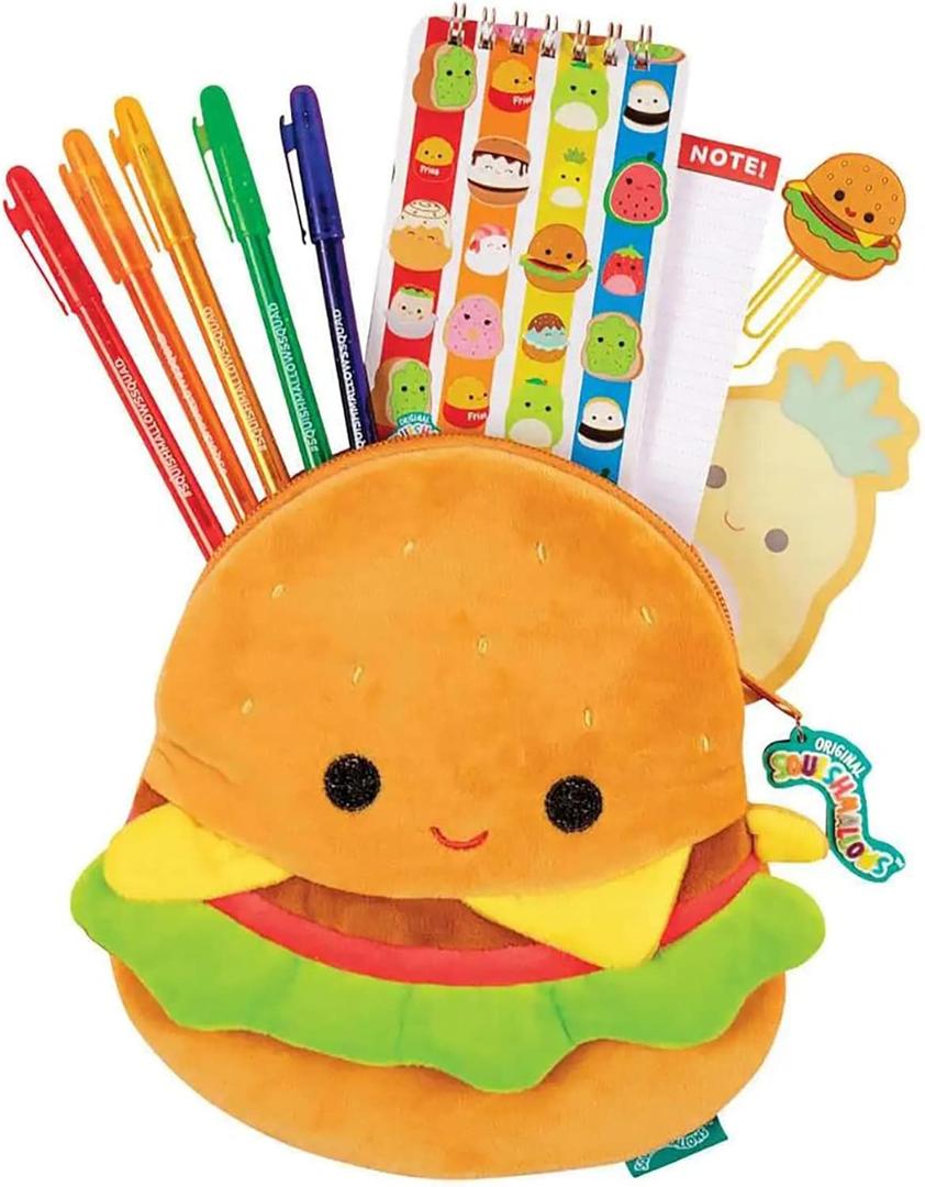 Fashion Angels Squishmallows All About Carl The Cheeseburger Stationery Set  Includes Carl Pencil Pouch - 1200+ Squishmallows Stickers - Activity Journal - 5 Gel Pens, Sticky Notes and More!