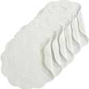 HOMBYS Quilted Placemats Set of 6 Washable Round Placemats for Kitchen Table-100% Cotton Fabric 14 Inch Round Table Mats, Cotton Fabric with Microfiber Filling, (14"x14", Cream White)