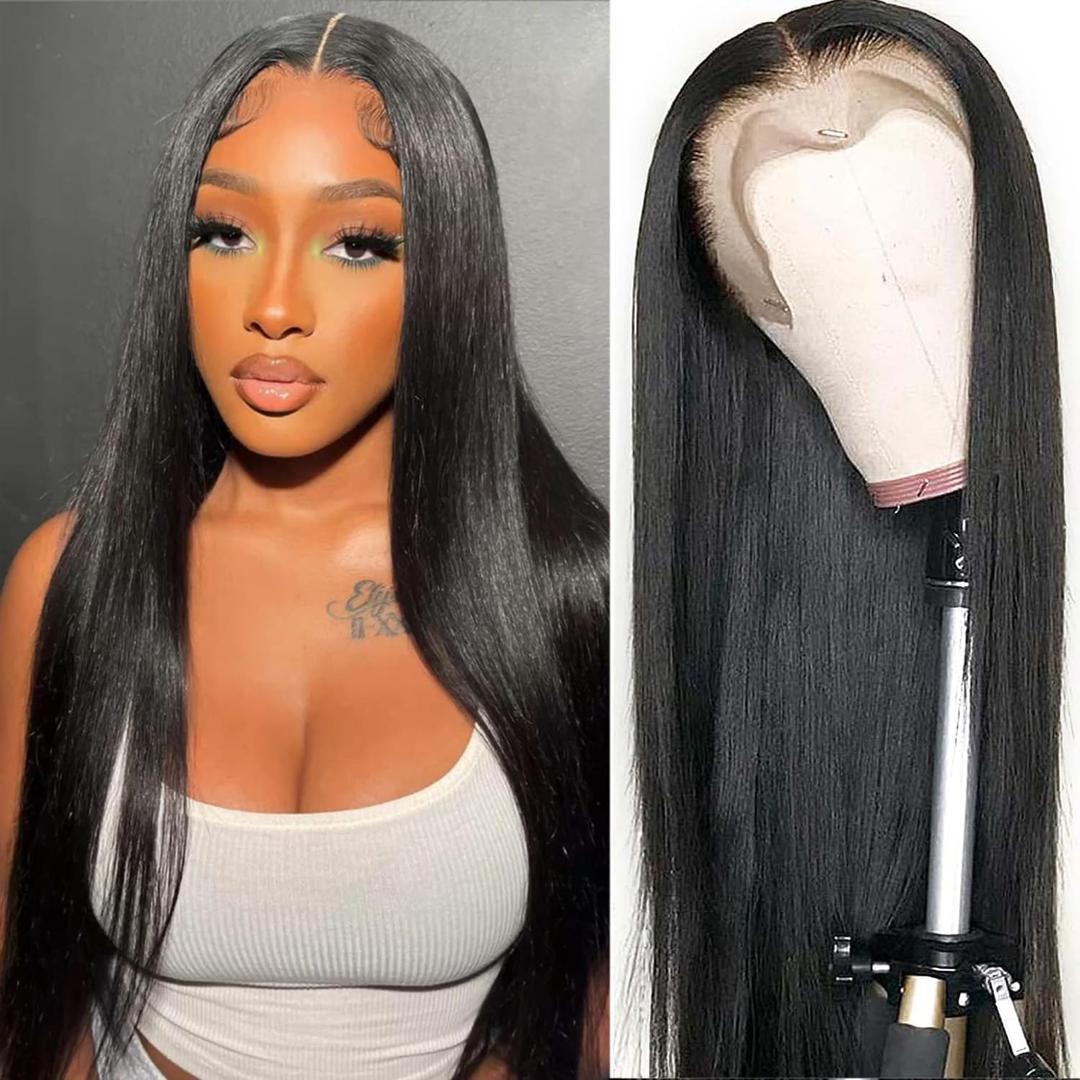 26 Inch Straight Lace Front Wigs Human Hair 13x4 Lace Frontal Human Wigs for Black Women 200 Density Wear and Go Glueless Wigs Human Hair