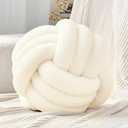 Petrella Knot Pillow Ball Round Throw Pillows Home Decor Cushion Decorative Aesthetic Throw Pillows，Lambswool White, 8inch