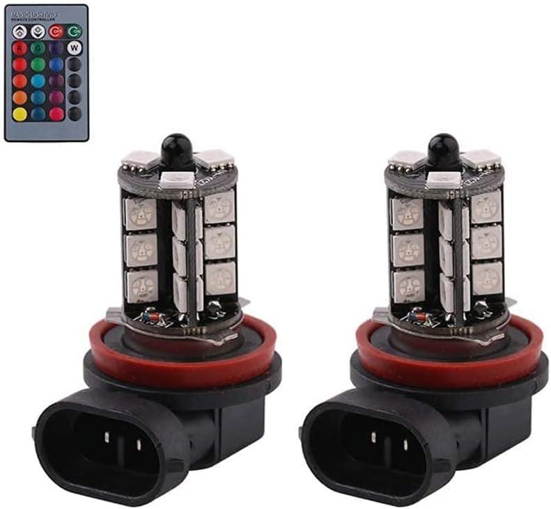 1797 H11 H8 H16(JP) H9 LED RGB Fog Lights Bulb Amber Yellow White Multicolor 16 Color Changing Switch Kit Strobe Lamp Bulbs for Car Trucks Remote Control 12V 5050SMD Replacement, Pack of 2