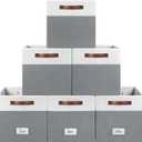 FinishingBo 6-Pack Storage Cubes with Handles & Label Holders Basket, Closet Cube Home Organizer Bins(White/Grey, 13 x 13 x 13 inch)