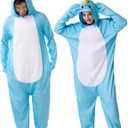 Spooktacular Creations Halloween Dalmatian Dragon Triceratop Unisex Costume, Adult Animal Costume Halloween Costume Party (Small, Blue Narwhal)