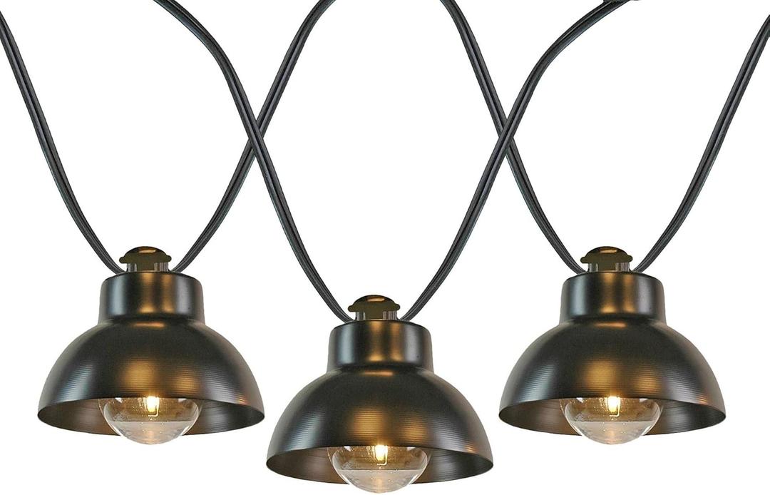 Novelty Lights 11 Feet 10 Light Decorative LED G40 Outdoor Bell Lampshade String Lights with Metal Shades for Patio, Yard, or Gazebo