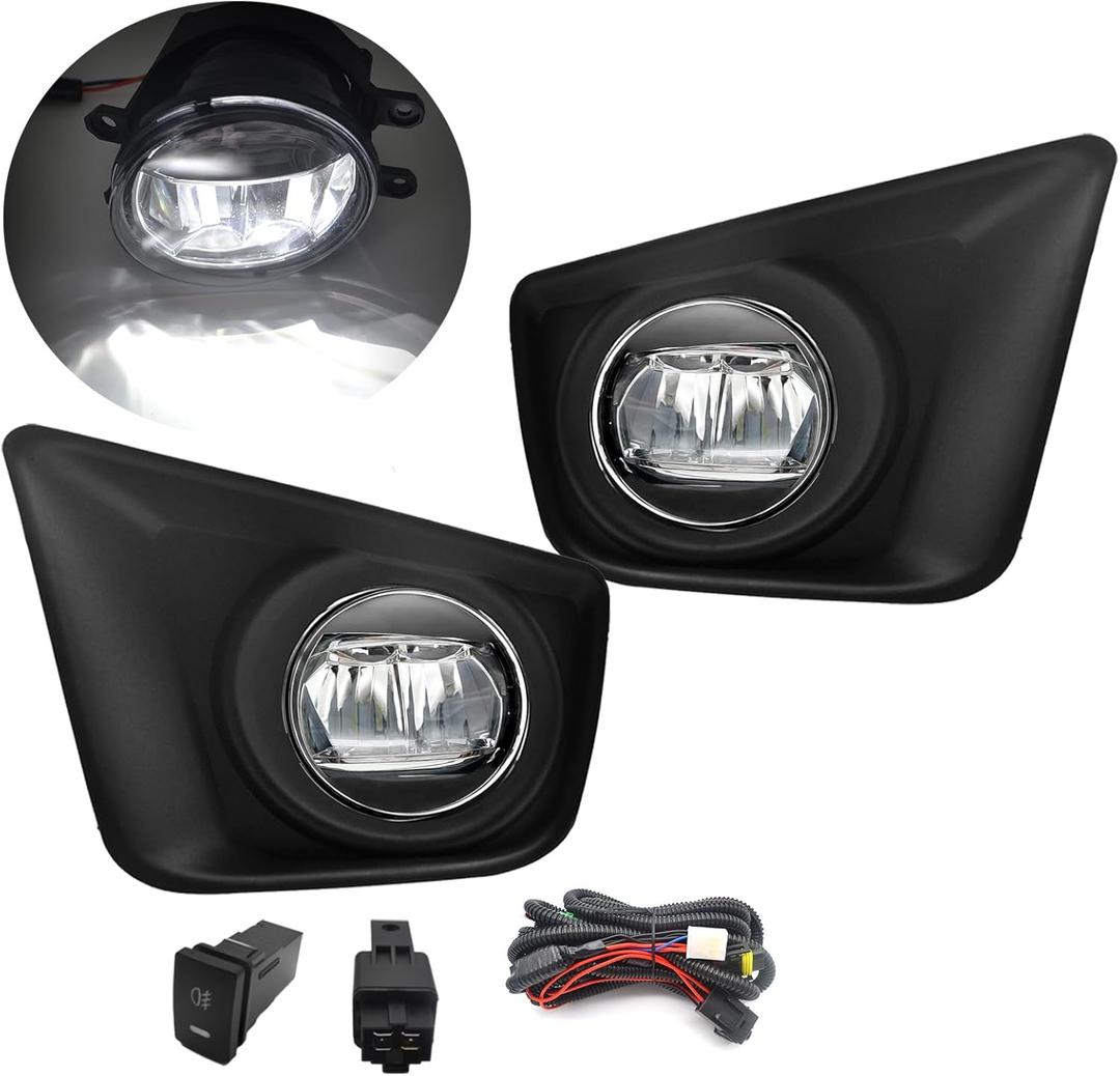 LED Fog Lights Compatible With 2012-2015 Tacoma Fog Lamps Assembly with LED Bulbs Harness and Switch Clear Lens