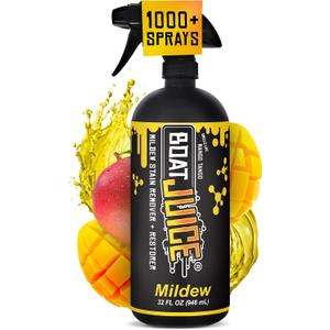 Boat Juice Mildew Stain Remover & Restorer Boat Cleaner | Marine-Grade Boat Mold & Mildew Remover for Vinyl Seats, Upholstery, Cushions & Interior | Fast-Acting, Mango Tango Scent | Made in USA (32oz)