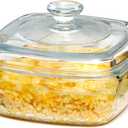 NUTRIUPS 0.8L Glass Casserole Dish with Lid Oven Safe Square Casserole Dish 5.9in Glass Microwave Bowl With Lid Microwavable Cookware (25oz-Mini)