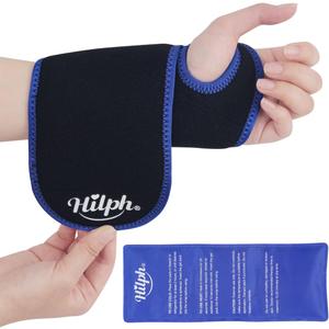 Hilph Wrist Ice Pack Wrap, FSA HSA Eligible, Reusable Wrist Brace with Gel Hot Cold Compression Pack for Hand Injuries, Hand Ice Pack for Carpal Tunnel, Rheumatoid, Tendonitis, Swelling, Black