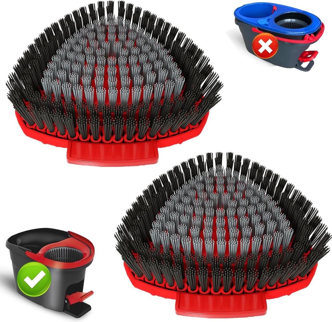 2 Pack Upgrade Scrub Brush Replace Heads Compatible with O Cedar EasyWring 1 Tank Spin Mop,Mop Replacement Scrubber Head Brush,Floor Cleaning Brush,More Layers of Bristles for Bathroom, Deck, Kitchen