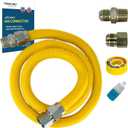PROCURU 1" OD x 60" (5Ft) x 3/4"MIP x 3/4"FIP Universal Flexible Gas Connector, With/Without Service Valve, WP MaxFlow High Capacity Stainless Steel Tubing for Tankless Water Heater (Blue-A1 Series)