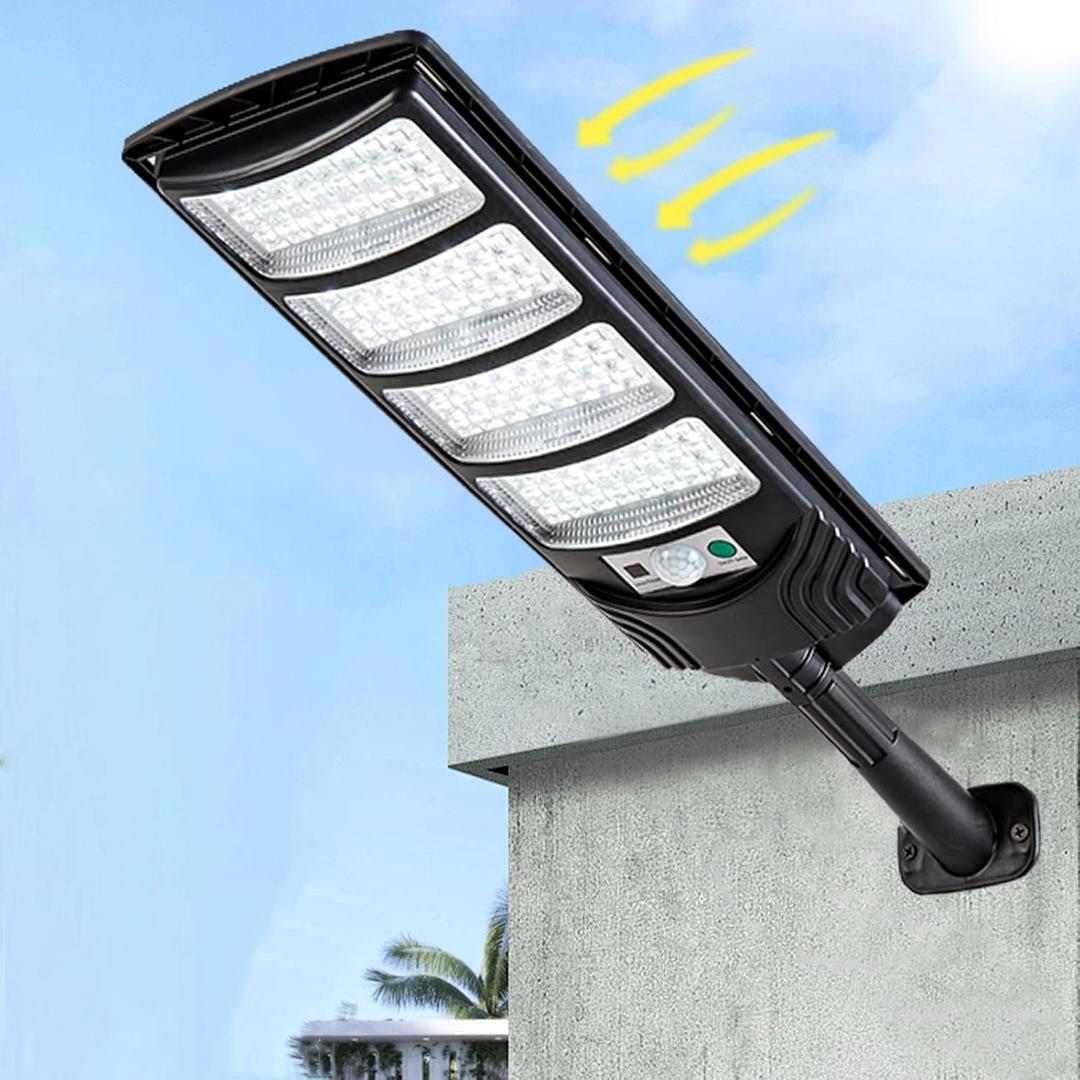 Viruhaka Solar Outdoor Lights,448LEDs Street Lights with 20000LM Hight Brightness, IP66 Waterproof Security Flood Light, Dusk to Dawn Solar Street Lights,for Exterior Wall, Patio, Yard, Deck, Garden (1 Pack(SMT-F160), Black)