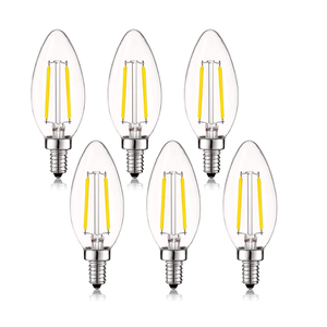 SHUWDKAR 2W LED Candelabra Bulb 25W Equivalent E12 Dimmable LED Bulbs Clear Filament Vintage Home Decoration Candle Light Bulbs B11 2700K Warm White,6 Pack