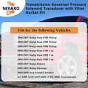 A500 A518 A618 46RE 47RE 48RE Transmission Governor Pressure Solenoid Transducer with Filter Gasket Replacement# 52118652 4617210 Fit Ram 1500 2500 3500 Grand Cherokee