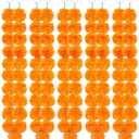 Fovths 8 Pieces Long Marigold Garland Bulk Light Orange Indian American Wedding Party Mantel Decoration Long Strands Artificial Dia De Los Muertos Decor for Pooja, Altar Faux Garland, Diwali