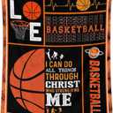 Basketball Gifts for Boys 8-12, 50x40 Inches Small Blanket for Kids, Girls - Soft, Cozy & Warm Basketball Pattern Stuff Blankets Accessories for Camping, Couch, Sofa