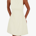 ZESICA Women's 2025 Summer Sleeveless Cocktail Mini Dress Boat Neck less Swing A Line Wedding Club Party Short Dresses,Navy,M-Large