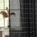 YJ YANJUN Black Boho Curtains 72 Inches Long Black with White Stripes Textured Sheer Curtains for French Door Modern Farmhouse Country Voile Drapes for Living Room Home Office 6 FT 52" W x 72" L