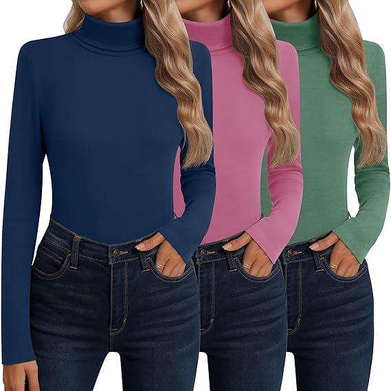3 packs cotton women's turtleneck long sleeve tops. Size XL.