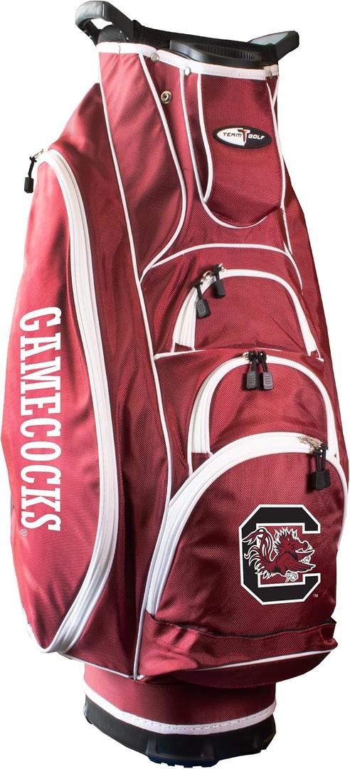 Team Golf NCAA South Carolina Albatross Golf Bag Lightweight, 10-Way Club Divider, Spring Action Stand, Insulated Cooler Pocket, Velcro Glove and Umbrella Holder & Lift Assist Handles Team Golf NCAA South Carolina Albatross Golf Bag Lightweight, 10-Way Club Divider, Spring Action Stand, Insulated Cooler Pocket, Velcro Glove and Umbrella Holder & Lift Assist Handles
