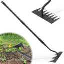 Manual Weeder Tool,8 Tines Garden Weeding Rake with Sharp Blade,55 Inch Long Handle,Heavy Duty Stand Weeding Tool for Weeding Loosening Soil Gathering Leaf Leveling Thatch Rake