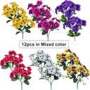 12 Bundles Artificial Pansy Flowers Faux Plastic Wild Flowers Bushes for Home Kitchen Garden Wedding Table Centerpieces Bouquet Arrangement Indoor Outdoor Decor (Mixed Color - 12Pack)