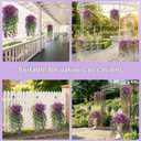 CCILAND 2 PCS Artificial Hanging Flowers for Outdoors, Fake Flower Plants UV Resistant Faux Hanging Spring Flowers for Home Porch Garden Patio Yard (Double Purple)