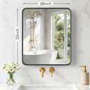 Sweetcrispy Bathroom Mirror 32x28 Inch, Vanity Mirror for Wall | Metal Framed Rounded Rectangle, Over Sink, Farmhouse, Restroom, Anti-Rust, Horizontal or Vertical Hanging, Black