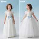 obmwang Girls Petticoat Crinoline 3 Hoop Skirt Petticoats for Girls Underskirt Ball Gown (White)
