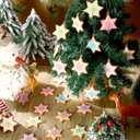 Zhanmai 24 Pcs Christmas Pastel Snowflake Star Ornaments Christmas Tree Pastel Snowflake Star Decorations Cute Xmas Hanging Ornaments Traditional Xmas Tree Party Decors
