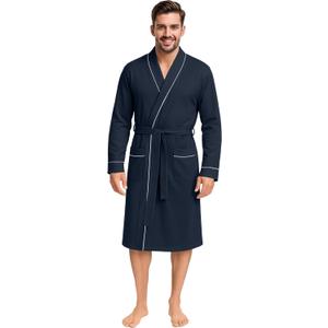 NY Threads Men's Robe Cotton Blend Knit Bathrobe (L)
