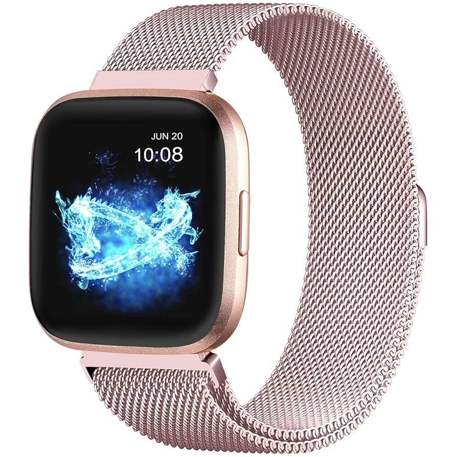 STAINLESS STEEL MESH BAND FOR USE WITH FITBIT VERSA ROSE GOLD - New