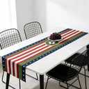 Soccer Table Runner, World Cup Soccer Party Decorations, Table Runner for Dining & Kitchen Tables, Home Decor with Soccer Stripe Star Pattern (70.87"11.81")