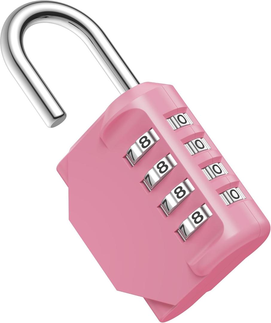 Puroma Combination Lock 4 Digit Waterproof Locker Locks Secure Outdoor Padlock for Gym Lockers, Toolboxes, Gates, Fences, Storage, Sports Locker, Cabinets (Basic Pink Rose)
