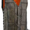 Milwaukee Leather MLM3540 Mens Distressed Leather 10 Pocket Vest Brown (X-Large)