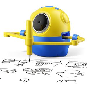 Drawing Robot for Kids with Camera Recognition, Interactive Educational Drawing Machine with 150 Cards, Montessori Painting Learning Toys for Ages 3+, Birthday for Boys Girls (Yellow)