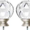 KAMANINA Crystal Netted Texture Replacement Ends for 1 or 7/8 Inch Curtain Rods, Champagne Gold Drapery Rod Finials, Set of 2 with M6 Standard Screws
