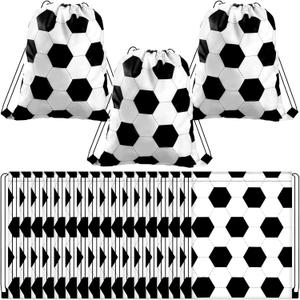 Shappy 24 Pieces Small Sport Drawstring Bags Candy Bag Sport Party Drawstring Goodie Favor Bags Supplies Gifts for Sports Party (Soccer, 6.9x9.8 Inch)