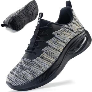 ZYEN Wide Toe Box Shoes Women Air Cushion Road Running Shoes Extra Wide Width Sneakers Arch Support Gym Athletic Tennis Sneakers Lightweight Breathable Walking Shoes, Black Yellow, 9-9.5 Wide