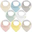 KeaBabies 8-Pack Organic Baby Bandana Bibs for Girls - Super Absorbent Triangle Baby Bibs for Drooling and Teething Infant, 100% Cotton Extra Soft for Newborn, Infant 0-36 Months (Dawn)