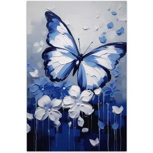 Bvkilrvc Unframed Canvas Prints Wall Art, Blue Butterfly Modern Wall Art Painting Gift for Office Living Room Bedroom Home Decoration Painting Unframed 16x24inch (Colorful Panda)