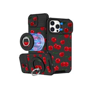 Buleens for iPhone 16 Pro Max Case 6.9 Inch - with Ring Stand & Camera Cover Aesthetic Cute Designed for Women Girls Girly Pretty Kawaii Cherry Phone Case for iPhone 16 Pro Max Compatible with Magsafe