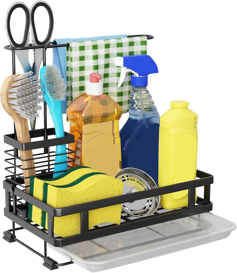 Godboat Kitchen Sink Organizer - Sponge Holder for Kitchen Sink, Non-Slip Sink Caddy, Dish Soap Brush Storage Rack, 304 Stainless Steel, Gadgets for Rv & Camping, Gifts for Women, Mom, Mothers Day