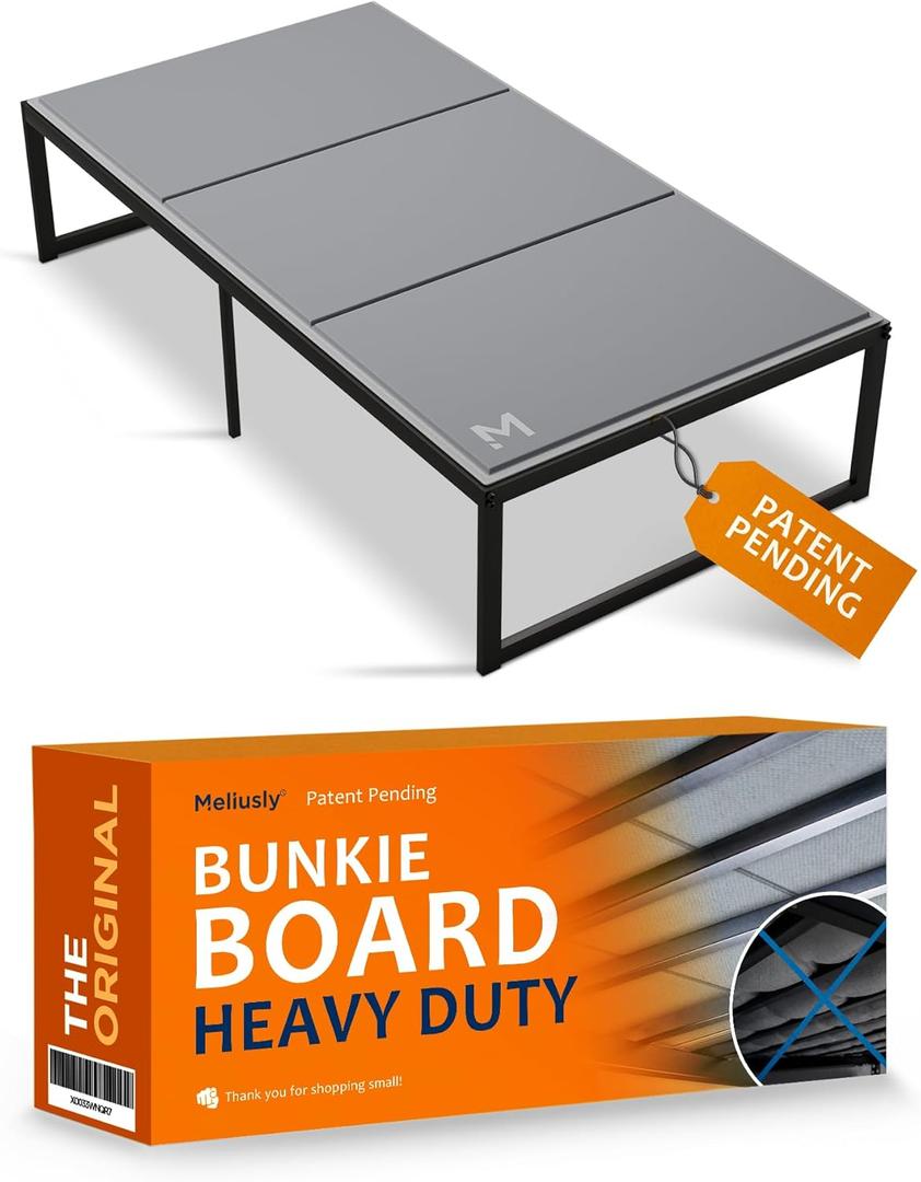Meliusly Heavy Duty 10mm Bunkie Board Twin XL Size (38x79'') Patent Pending Low Profile Bed Board Design - Breathable, Noise Minimizing, Moisture Resistant Bunkieboards, Low Profile Bed Support