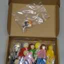Skylety 10 Pcs Wooden Dollhouse Set of Mini People Figures Dollhouse Dolls Wooden Doll Pretend Play Figures Accessories(Bright Style)