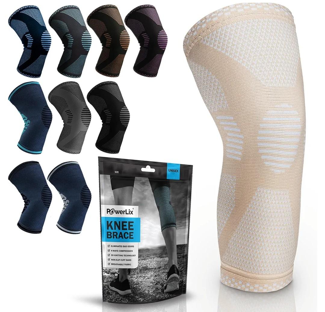 POWERLIX Leg Sleeve - Best Knee Brace for Leg Pain for Men & Women Knee Support for Running, Basketball, Volleyball, Weightlifting, Gym, Workout, Sports Please Check Sizing Chart, Size L