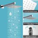 Chrome Shower System 8 Inch, Rain Shower Head with Handheld Spray, Luxury Rain Shower Set Square Wall Mount for Bathroom with Rain Shower and Handheld Shower System