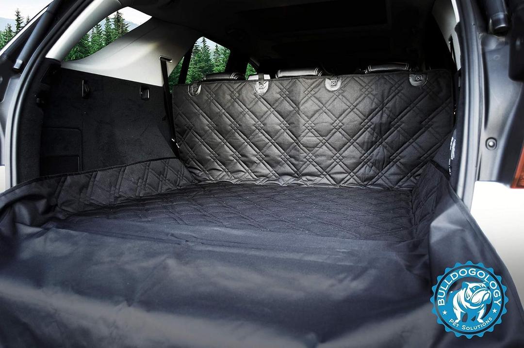 Bulldogology SUV Cargo Liner for Dogs 55"x82" Heavy Duty Pet Trunk Cargo Cover Area - Trunk Cover Car Protector for Dogs Waterproof Nonslip Mat - Dog Cargo Liner SUVs Vans Cars (Large, Black) (Cargo (Large - 82" L x 55" W), Black)