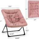 Comfy Saucer Chair for Adults, Soft Faux Fur Bedroom Chair, Accent Dorm Chairs, Flexible Living Room Reading Chairs, Oversized Folding Seat for Teens, X-Large, Dusky Pink, 33.46 inches x 31.5 inches x 30.7 inches